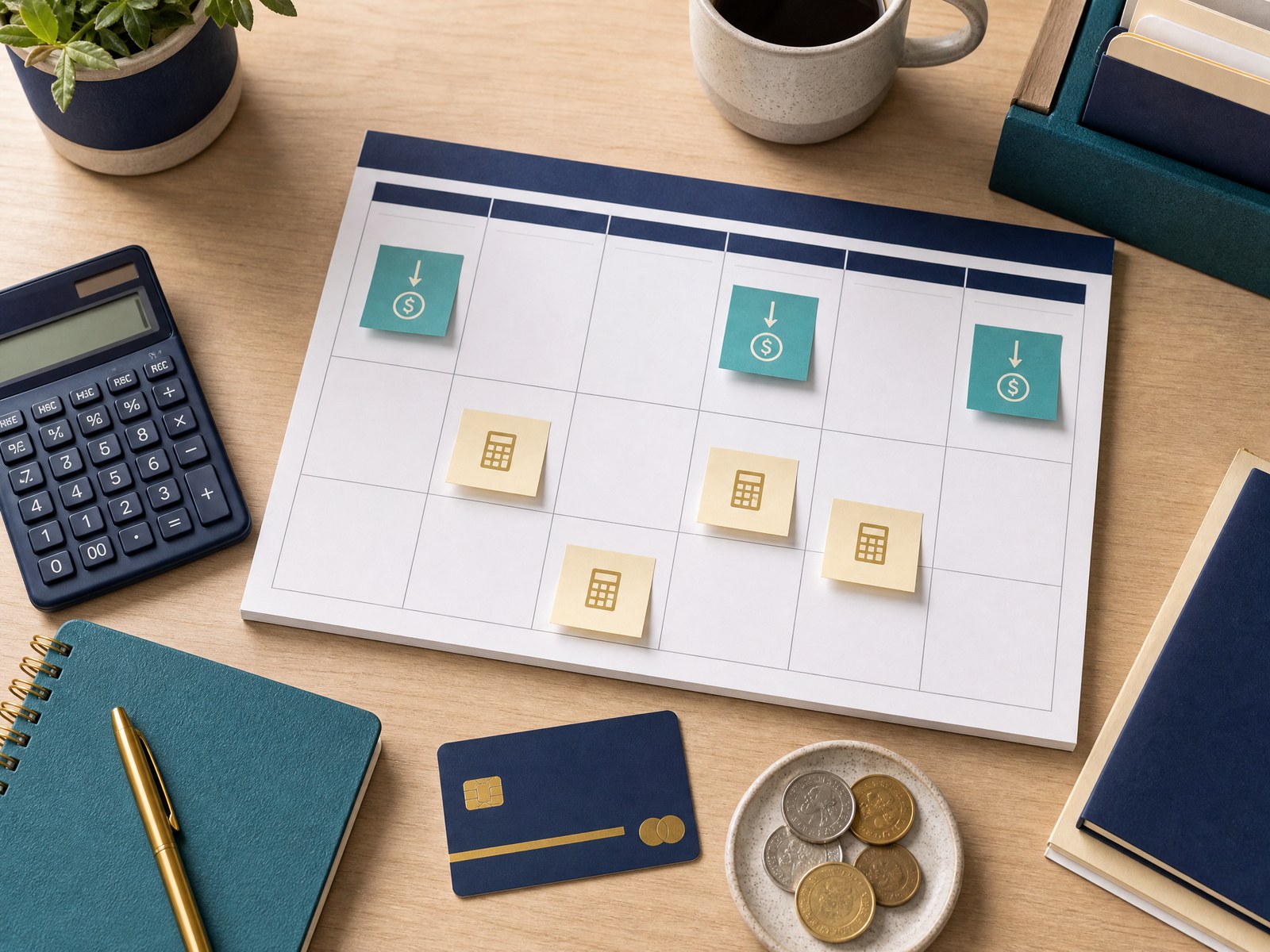 Weekly cash-flow budget separating income timing from essential bills and flexible spending