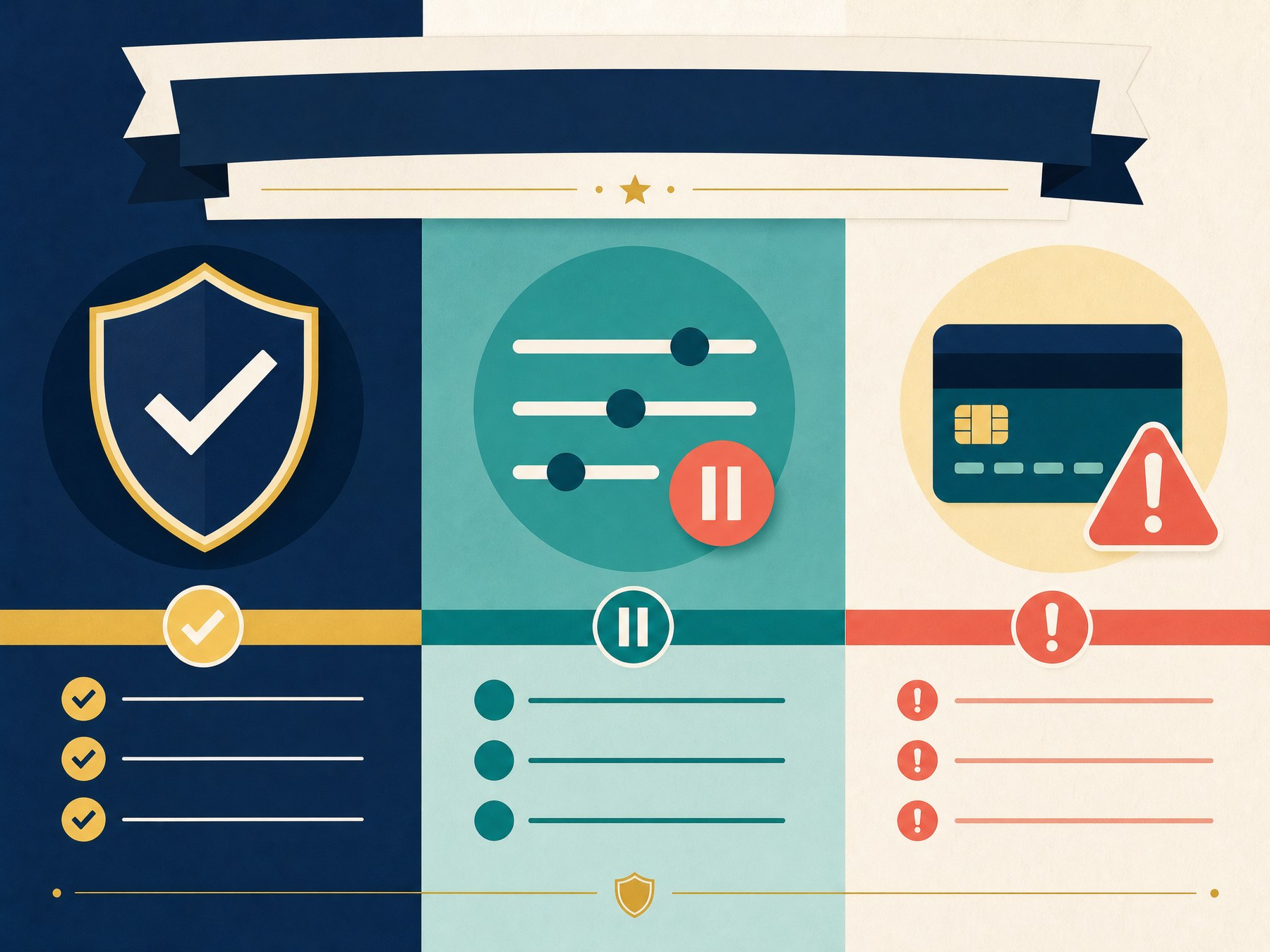Credit-card debt triage checklist separating required payments, flexible spending, and new charges